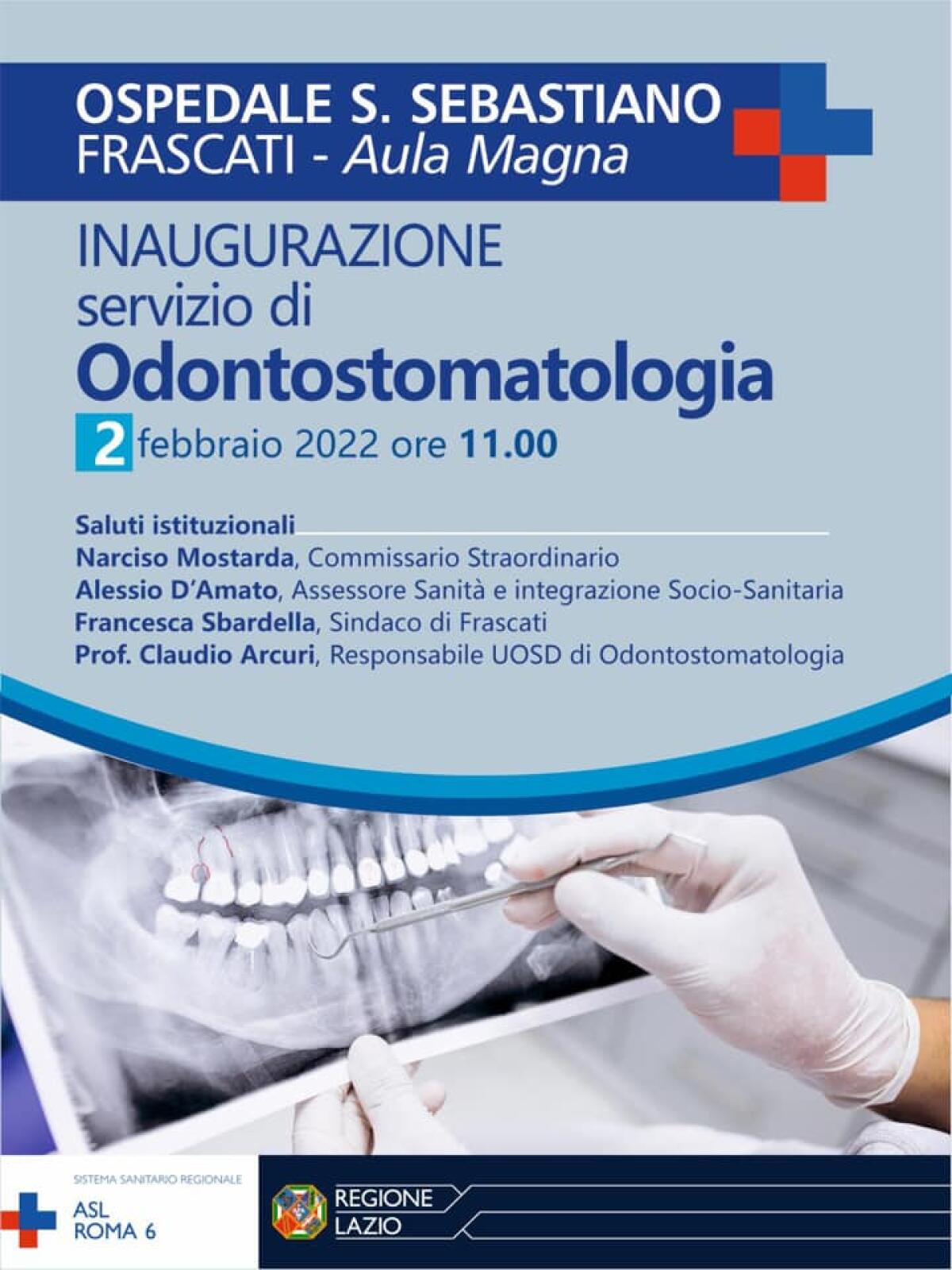 L’assessore regionale D’Amato inaugura il 2 febbraio il servizio di Odontostomatologia all’ospedale di Frascati. - 