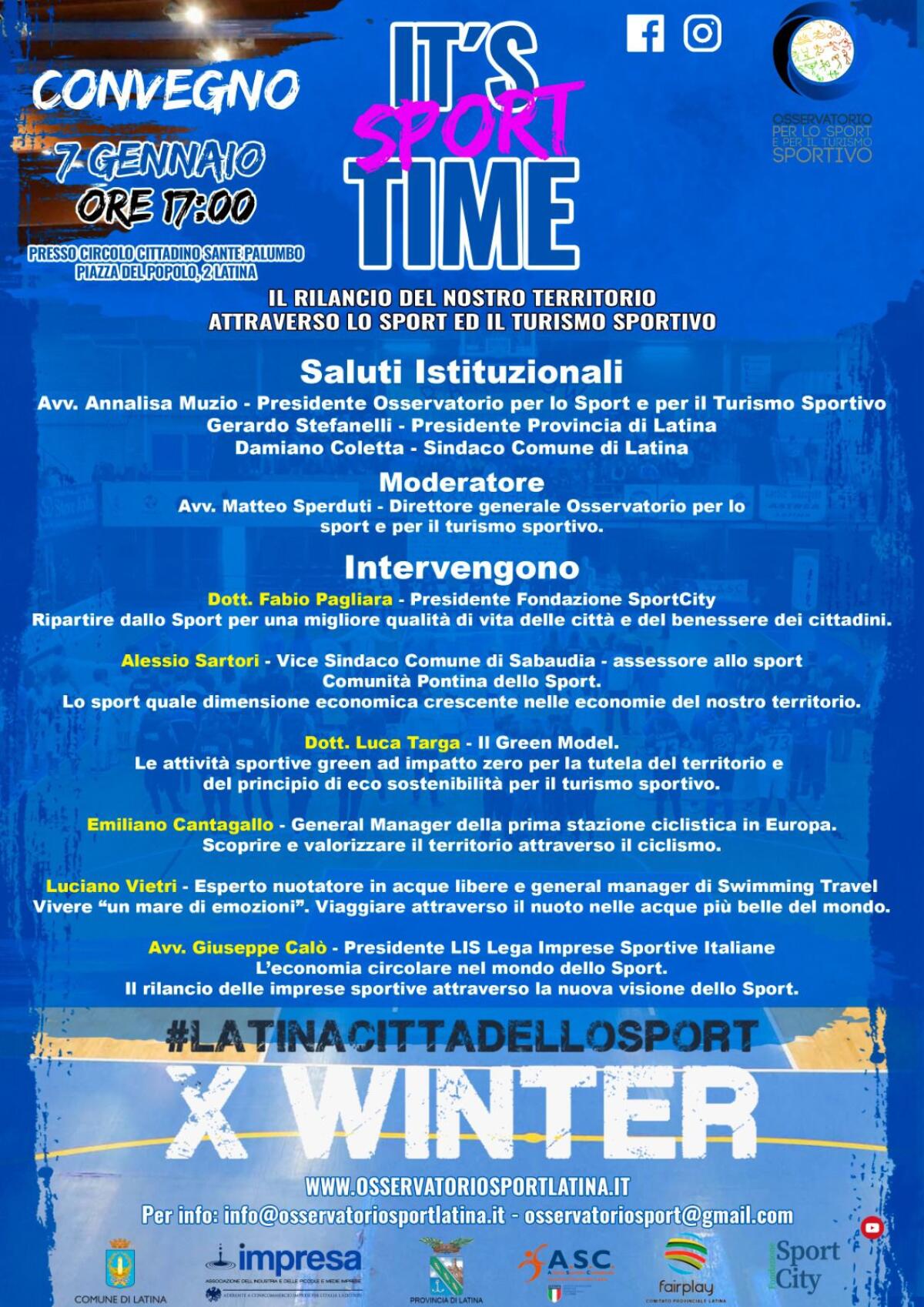 Al Circolo Cittadino di Latina questo venerdì il convegno “It’s sport time”. - 