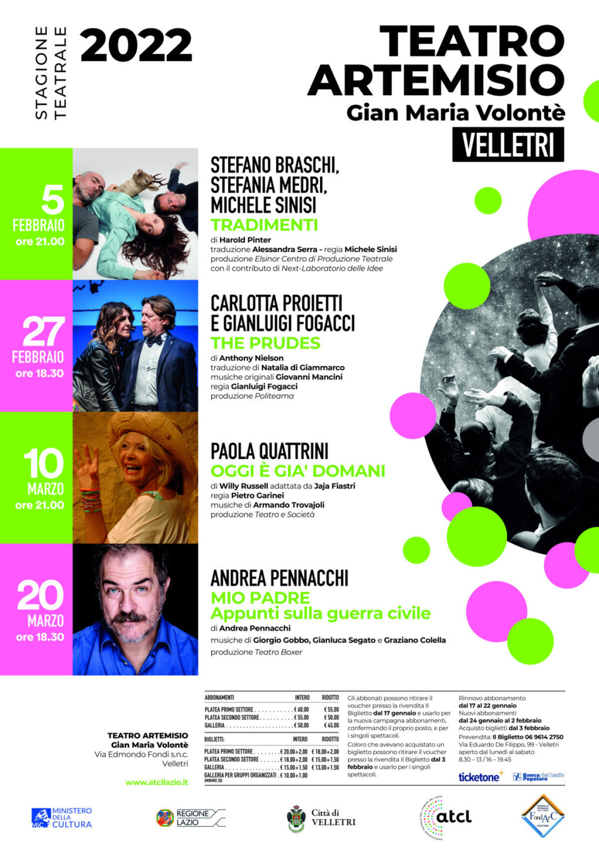 Dal 5 Febbraio al 10 Marzo quattro spettacoli per la stagione teatrale all’Artemisio-Volonté di Velletri. - 