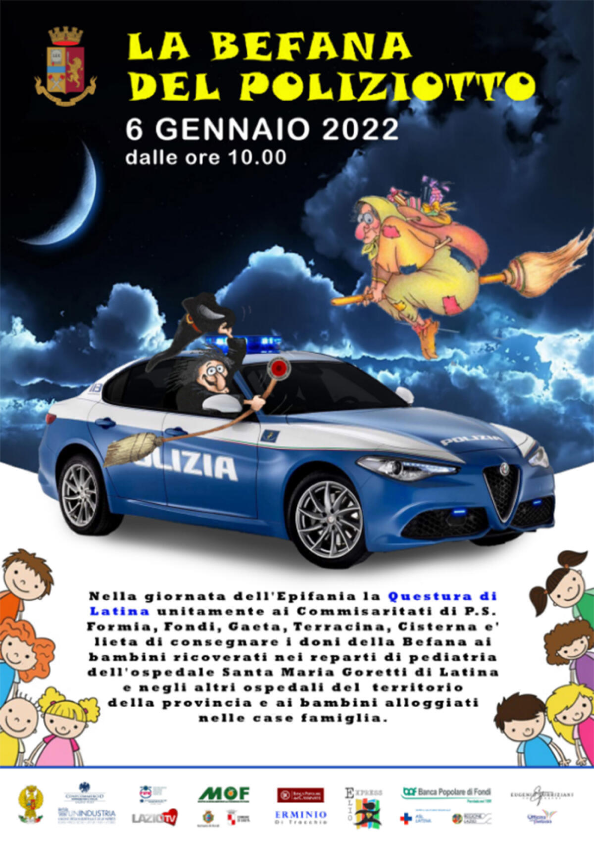 “La Befana del Poliziotto”: gli agenti della Questura di Latina questo giovedì incontrano i bambini ricoverati in ospedale. - 