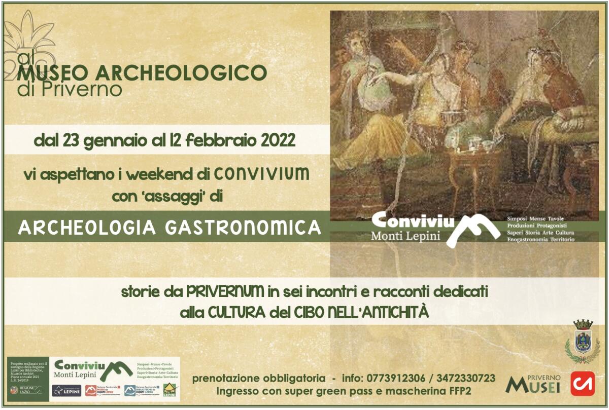 Da questa domenica 23 gennaio e sino al 12 febbraio sei weekend di Convivium nei Musei di Priverno. - 