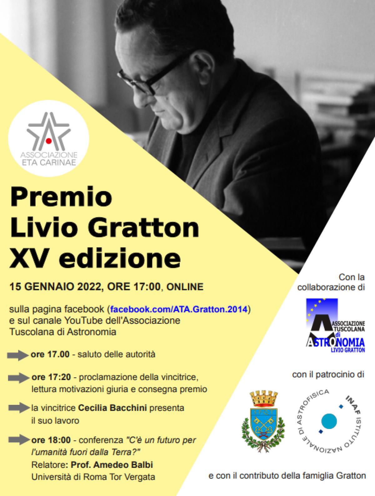 “Premio Livio Gratton” alla migliore tesi di dottorato di ricerca in Astronomia o Astrofisica:  questo sabato la cerimonia di premiazione dell’Ata. - 