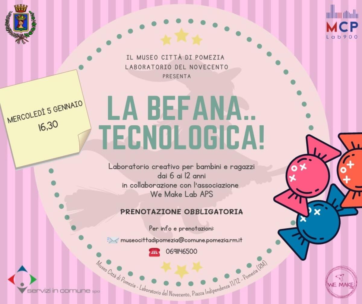 “La befana sta arrivando!”. Laboratorio creativo questo mercoledì al Museo Città di Pomezia. - 