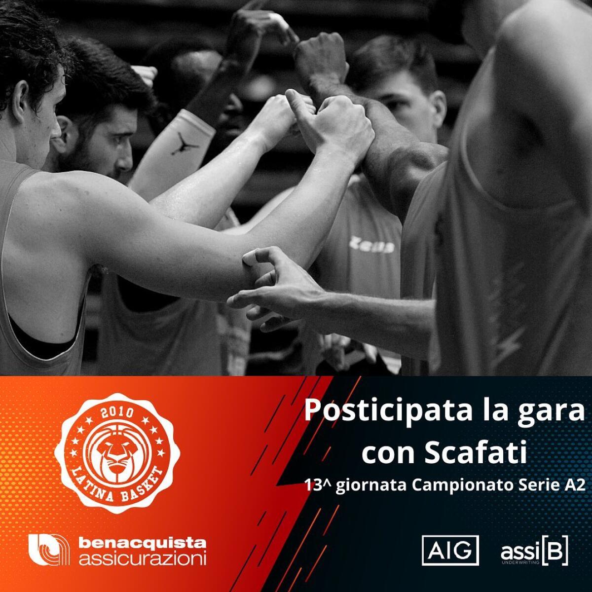 Basket serie A2 maschile: posticipata al 16 gennaio, per contagi Covid, la prossima giornata di campionato. Latina affronterà Scafati. - 