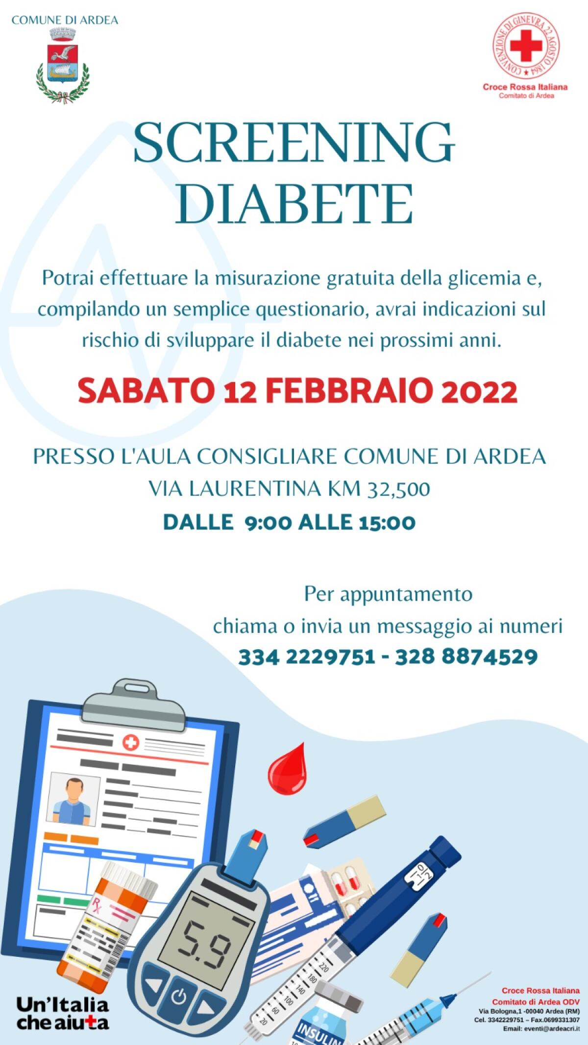 Sabato 12 febbraio ad Ardea giornata di prevenzione del diabete. - 