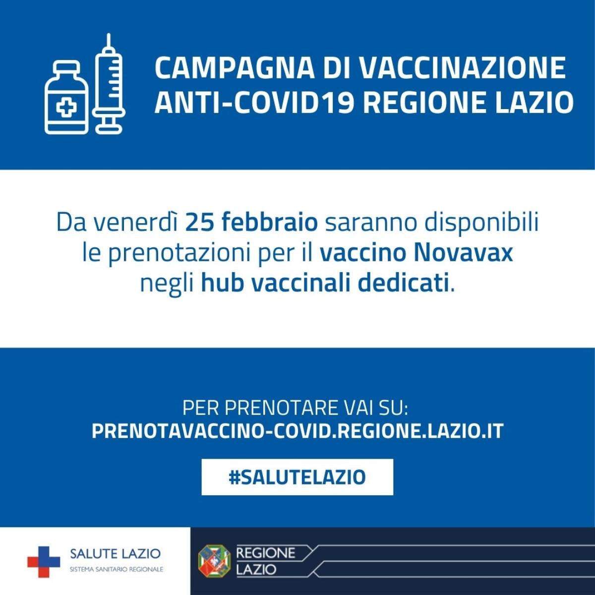 Da oggi nel Lazio è possibile prenotare la prima e seconda dose del vaccino Novavax. - 