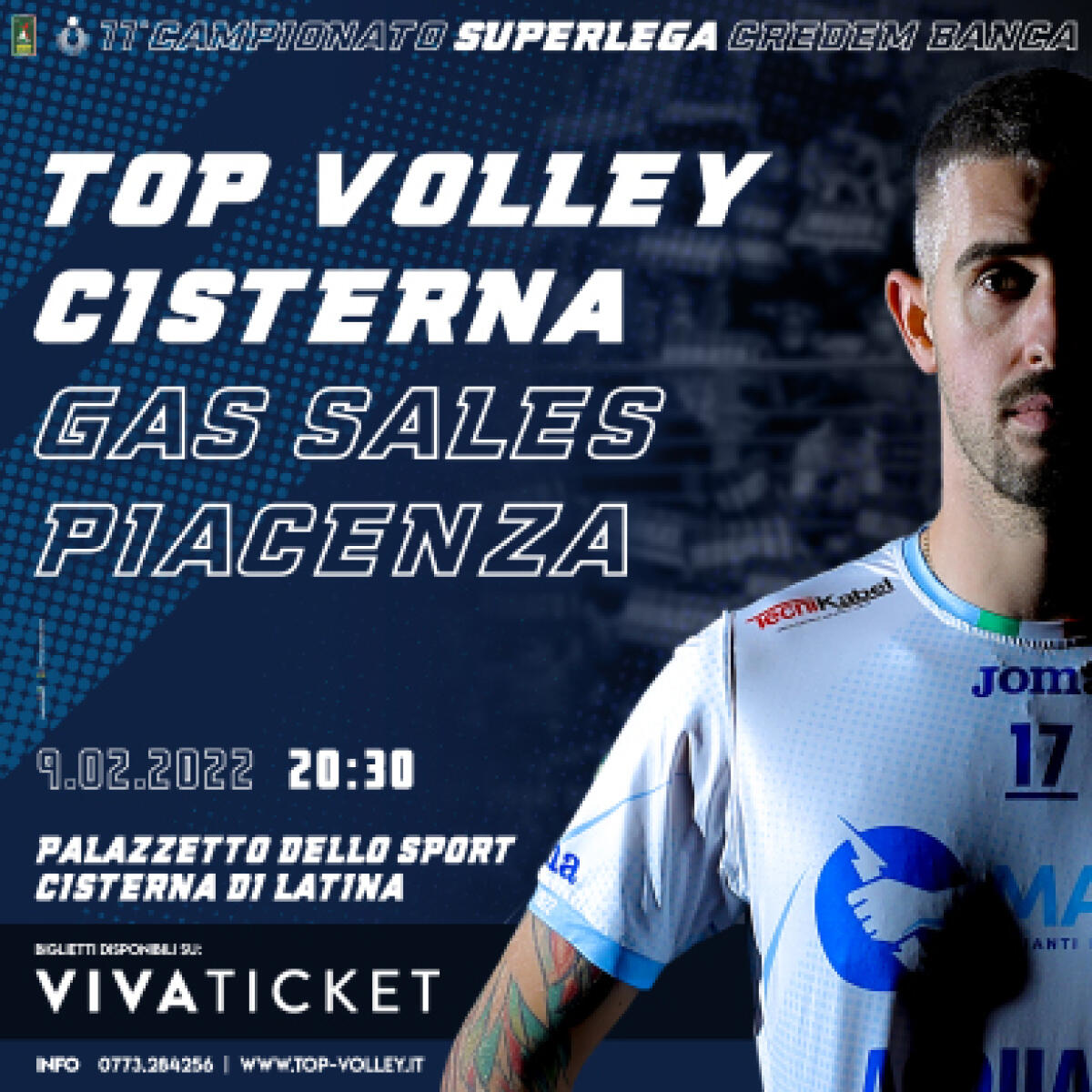 Pallavolo maschile di Superlega: la Top Volley Cisterna stasera recupera la gara contro Piacenza. - 
