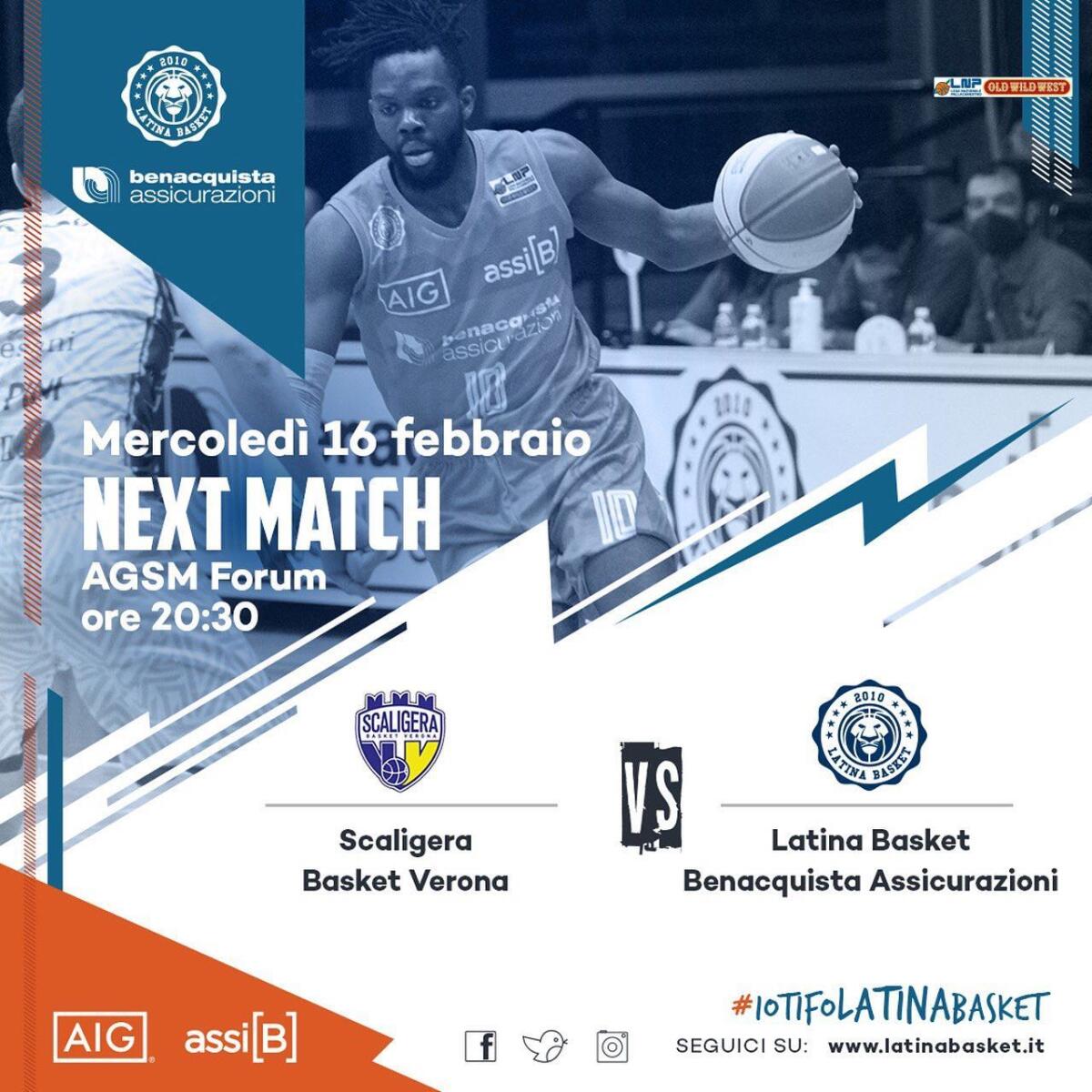 Basket maschile serie A2: questo mercoledì sera va in scena la gara Verona-Latina Basket. - 