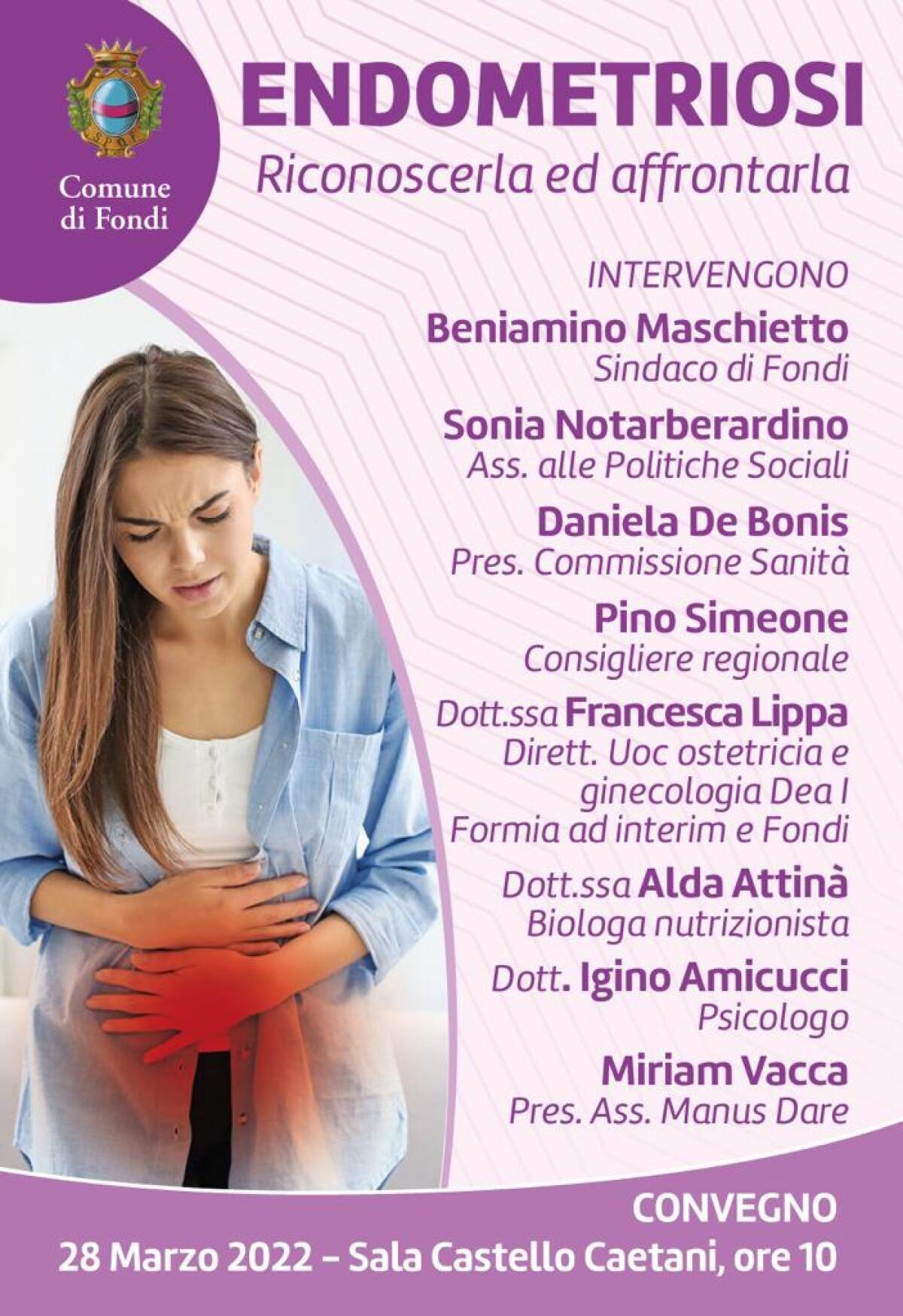 “Endometriosi: riconoscerla e affrontarla”: il convegno lunedì 28 marzo al Castello Caetani di Fondi - 
