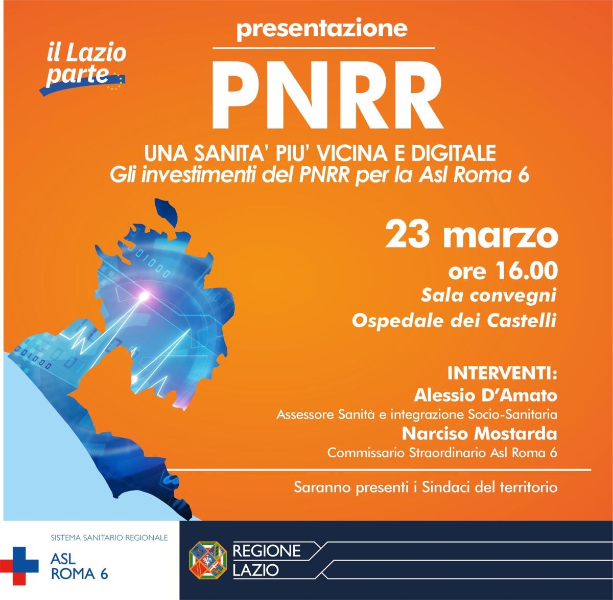 Fondi Pnnr, l’assessore regionale alla Sanità, D’Amato, questo mercoledì presenta il piano di investimenti per la Asl Roma6. - 