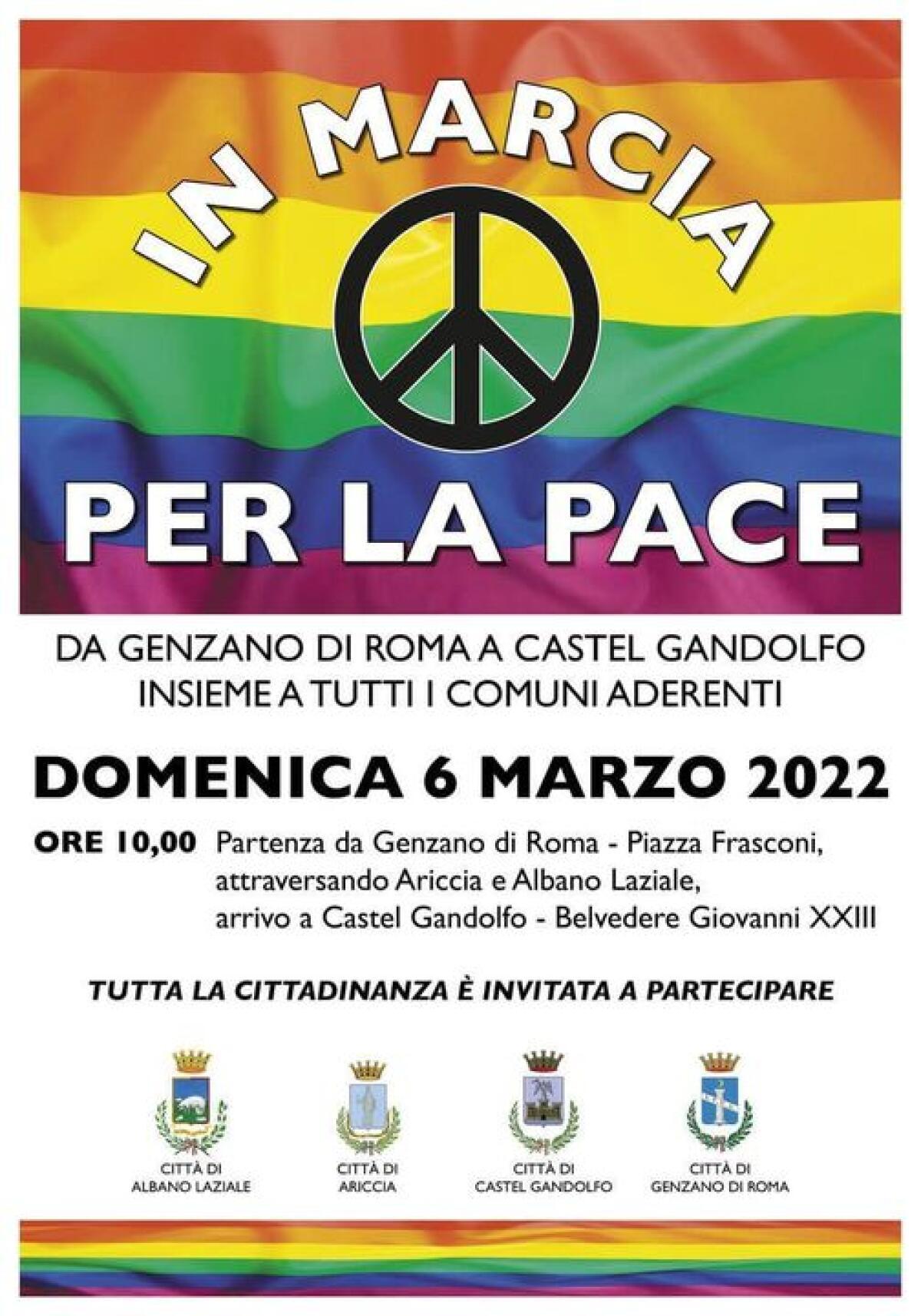 Ucraina, marcia per la pace ai Castelli Romani domenica 6 marzo - 