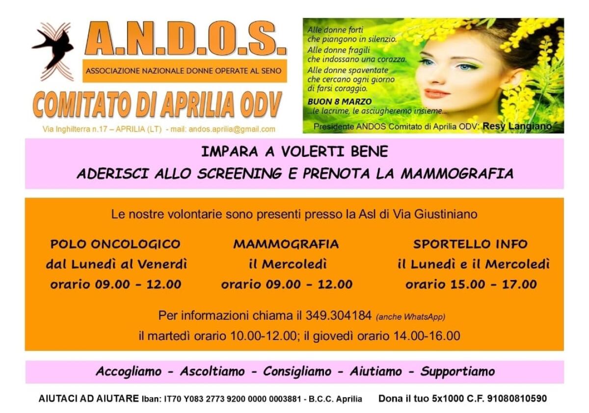 La prevenzione con l'Andos di Aprilia: "Prenota una mammografia" - 