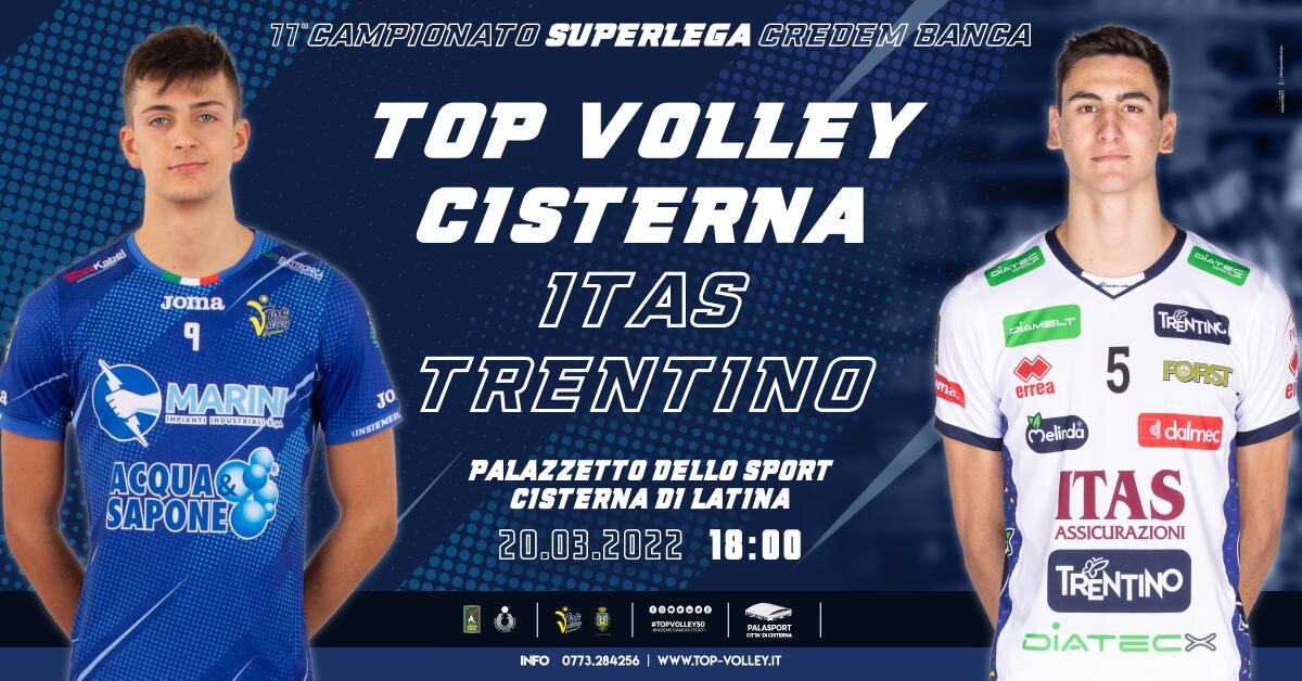 Incontro casalingo per la Top Volley Cisterna che ospita l'Itas Trentino - 