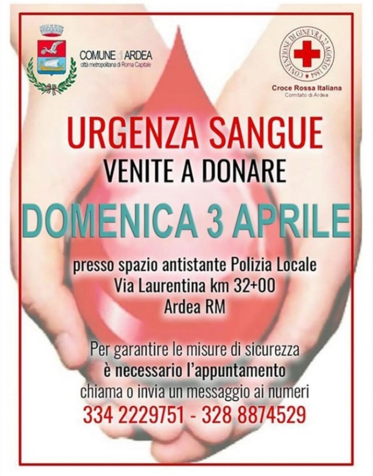 Domenica 3 aprile giornata di raccolta sangue davanti al comando della Polizia Locale di Ardea. - 