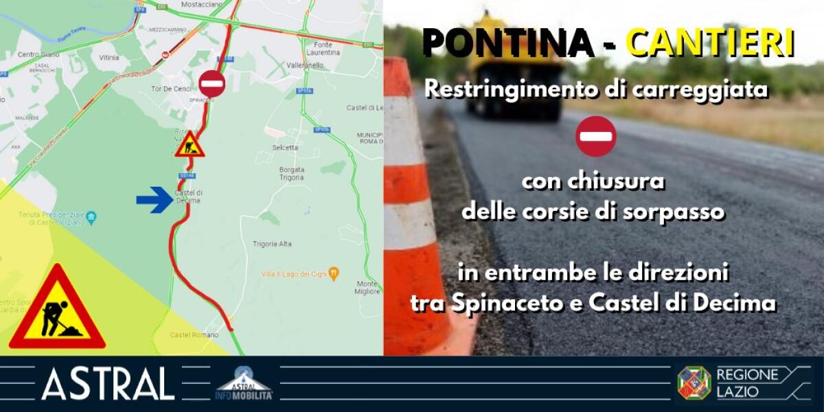 Altra mattinata di disagi sulla Pontina per i lavori dell’Anas. Incidente sull’Ardeatina. - 