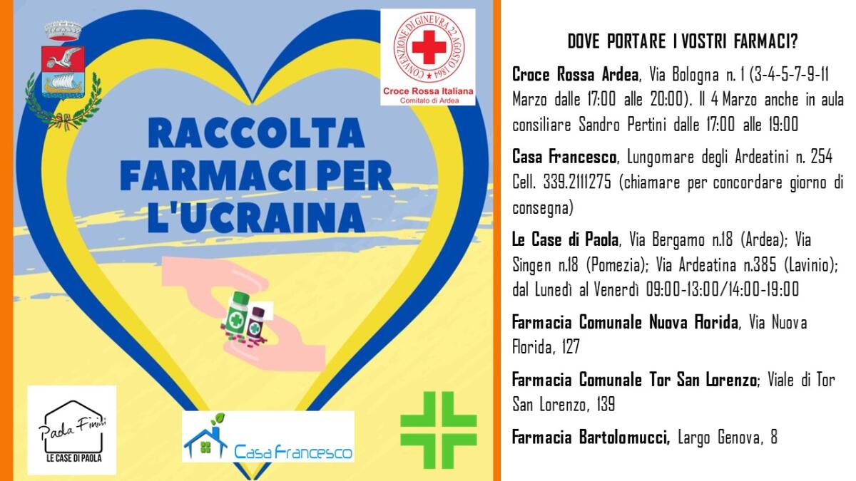 Anche la città di Ardea vicina all’Ucraina: avviata una raccolta di farmaci. - 
