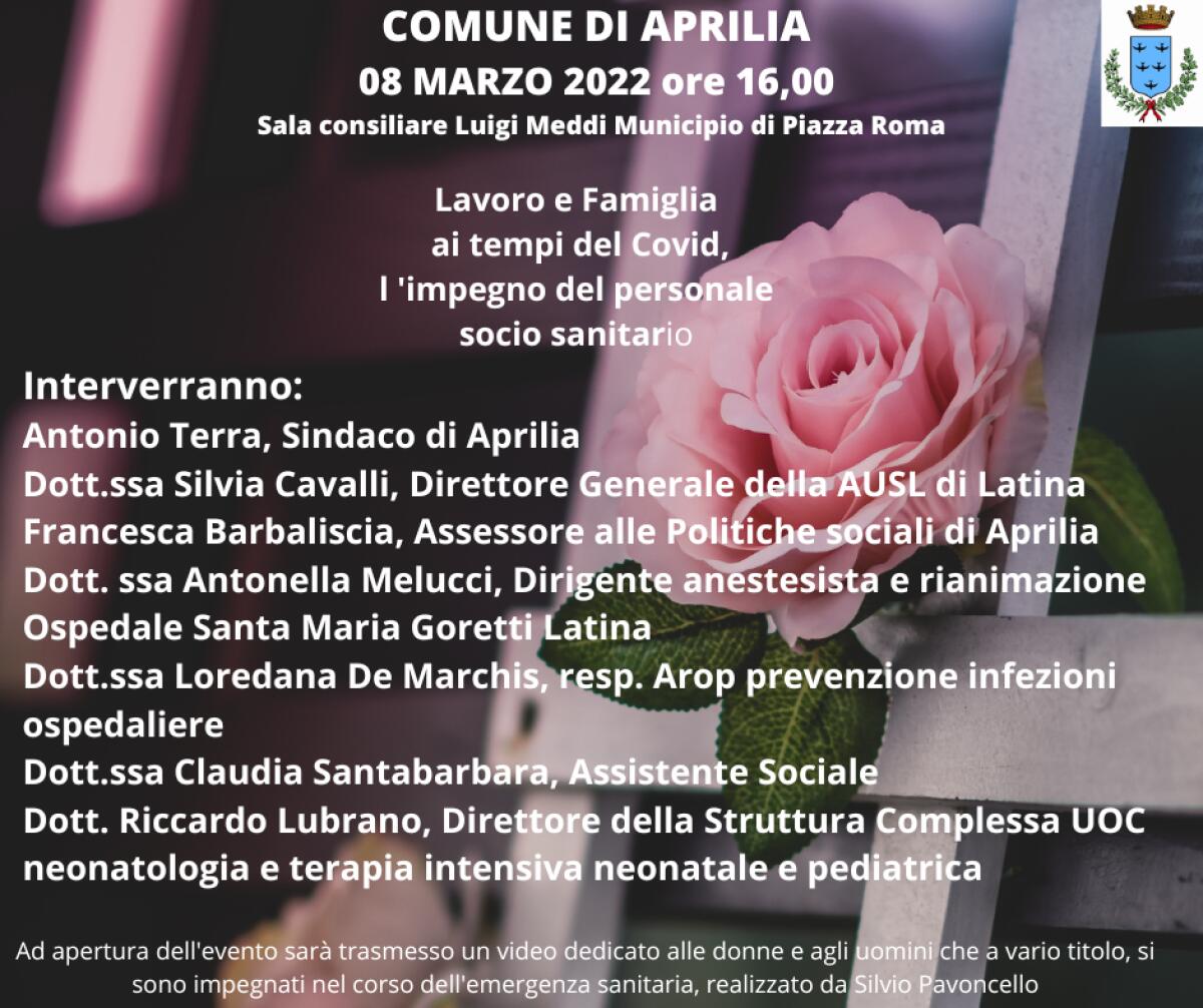 Aprilia, l'8 marzo il convegno “Lavoro e famiglia, l'impegno del personale socio sanitario” - 
