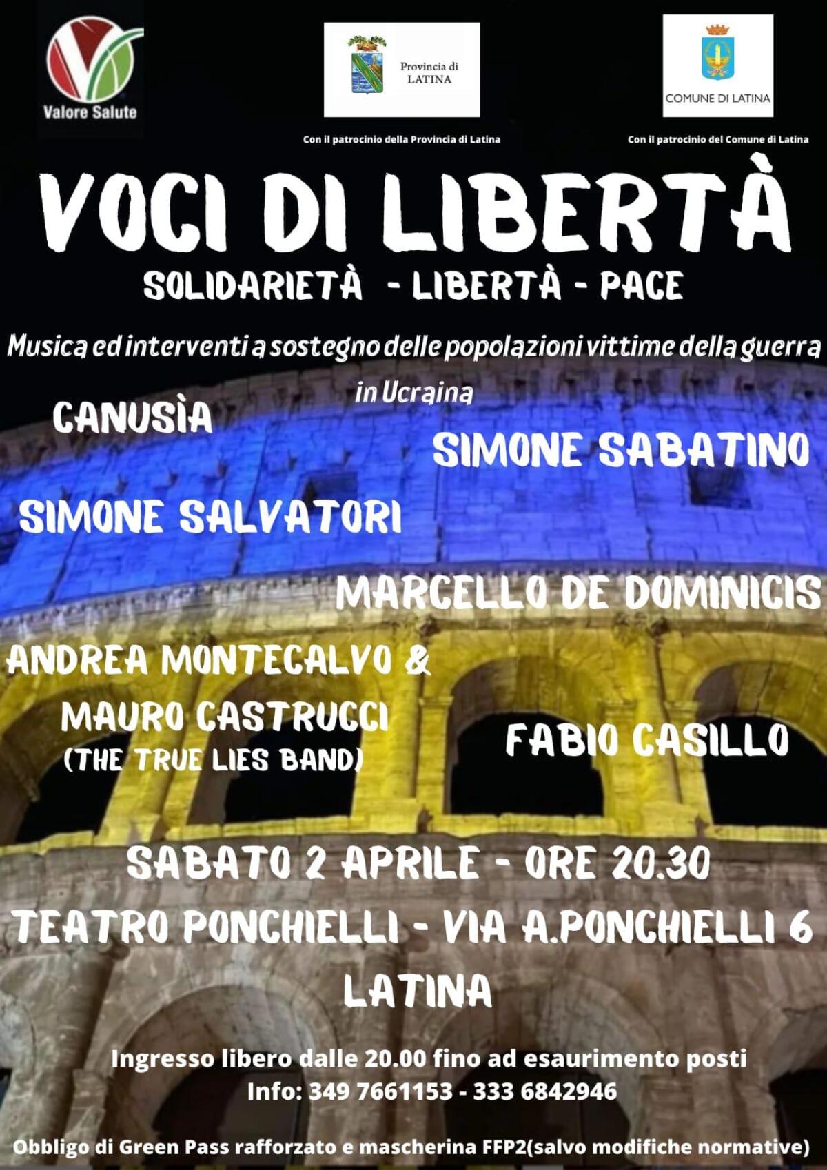 Al Teatro Ponchielli di Latina stasera l’evento “Voci di Libertà”, a sostegno della popolazione ucraina. - 