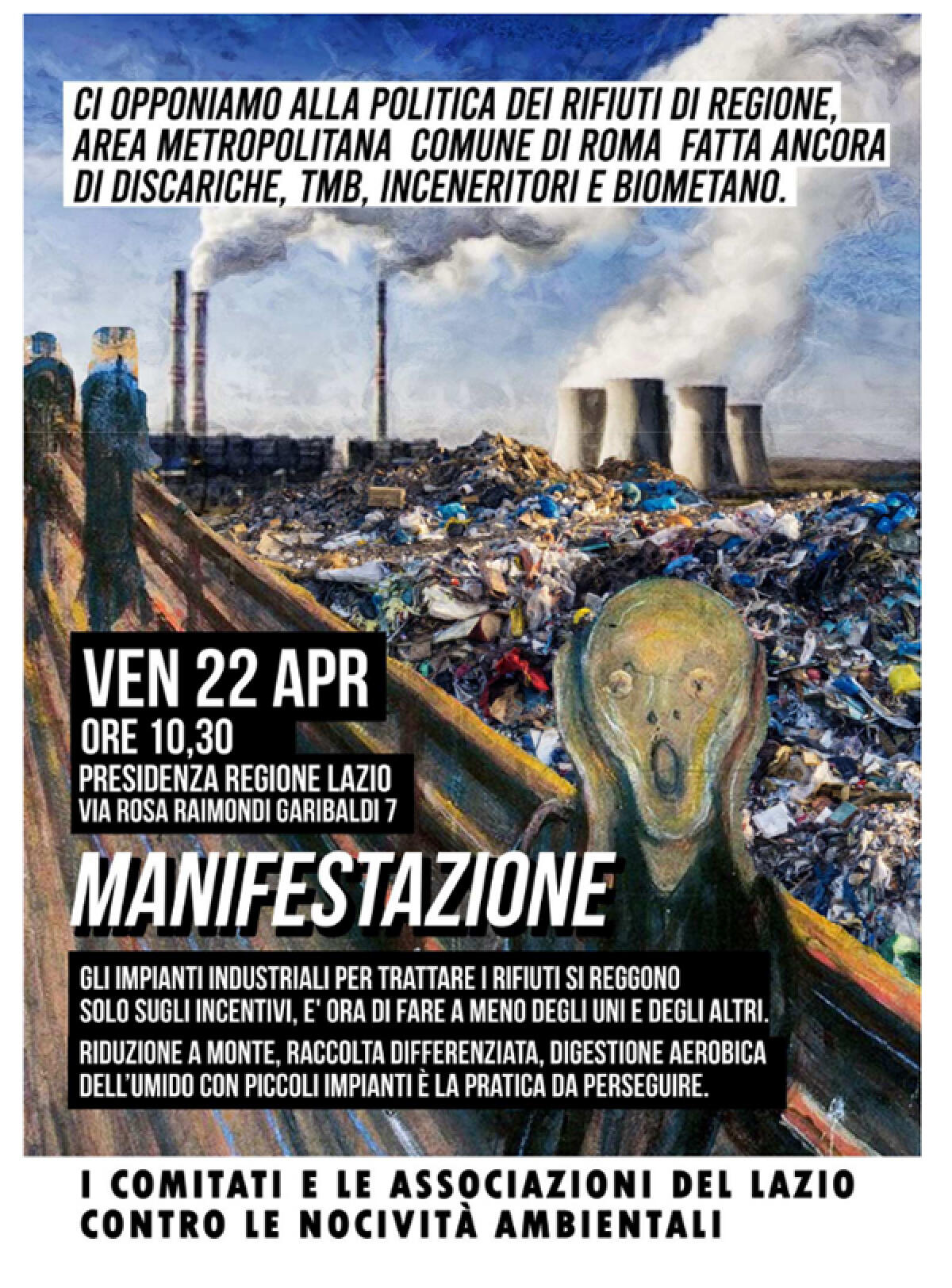 Anche Aprilia Libera questo venerdì 22 Aprile al presidio a Roma, davanti alla Regione Lazio contro la politica regionale dei rifiuti. - 