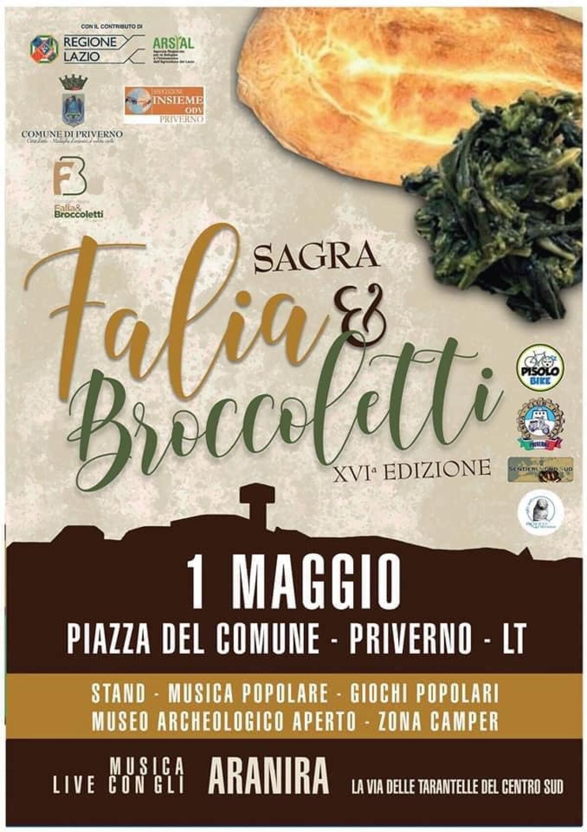 A Priverno questa domenica 1° Maggio la “Sagra della Falia e dei Broccoletti”, giunta alla sua 16esima edizione. - 