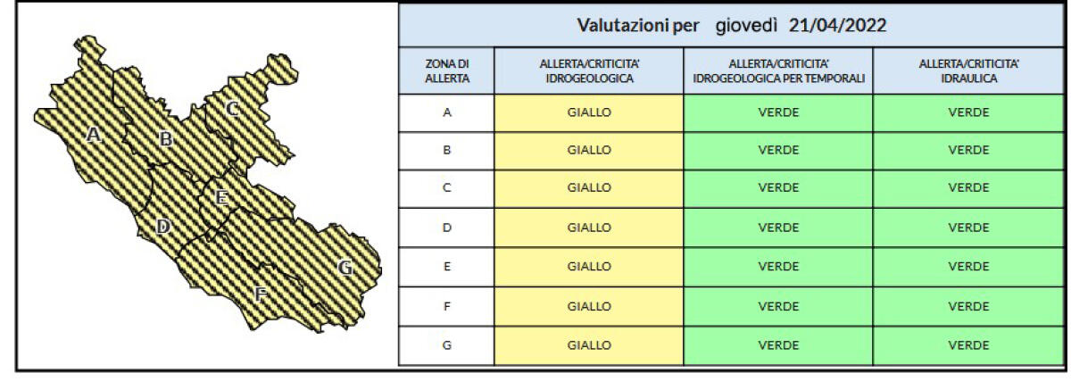 Allerta meteo per giovedì 21 aprile - 