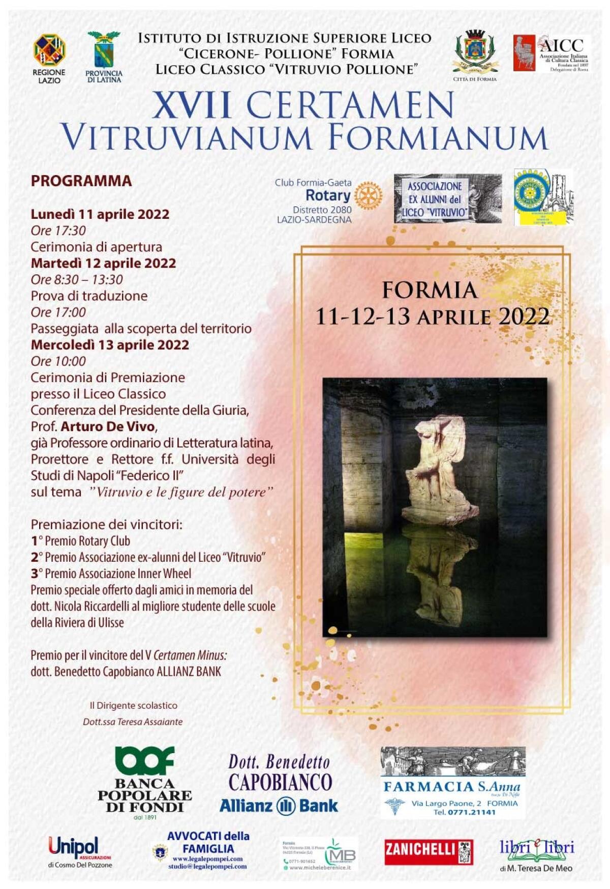 Formia, dall'11 al 13 Aprile il Certamen Vitruvianum Formianum 2022al Liceo Classico “Vitruvio Pollione” - 