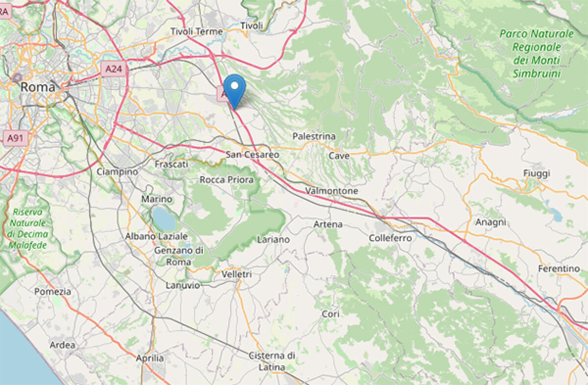 Lieve scossa di terremoto alle 13.48 di oggi ai Castelli Romani, con epicentro a Colonna. - 