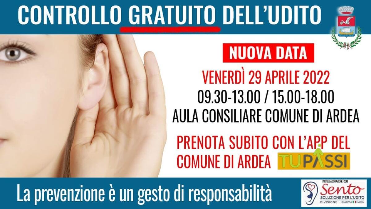 Venerdì 29 Aprile in Aula Consiliare ad Ardea giornata della prevenzione dell’udito. - 