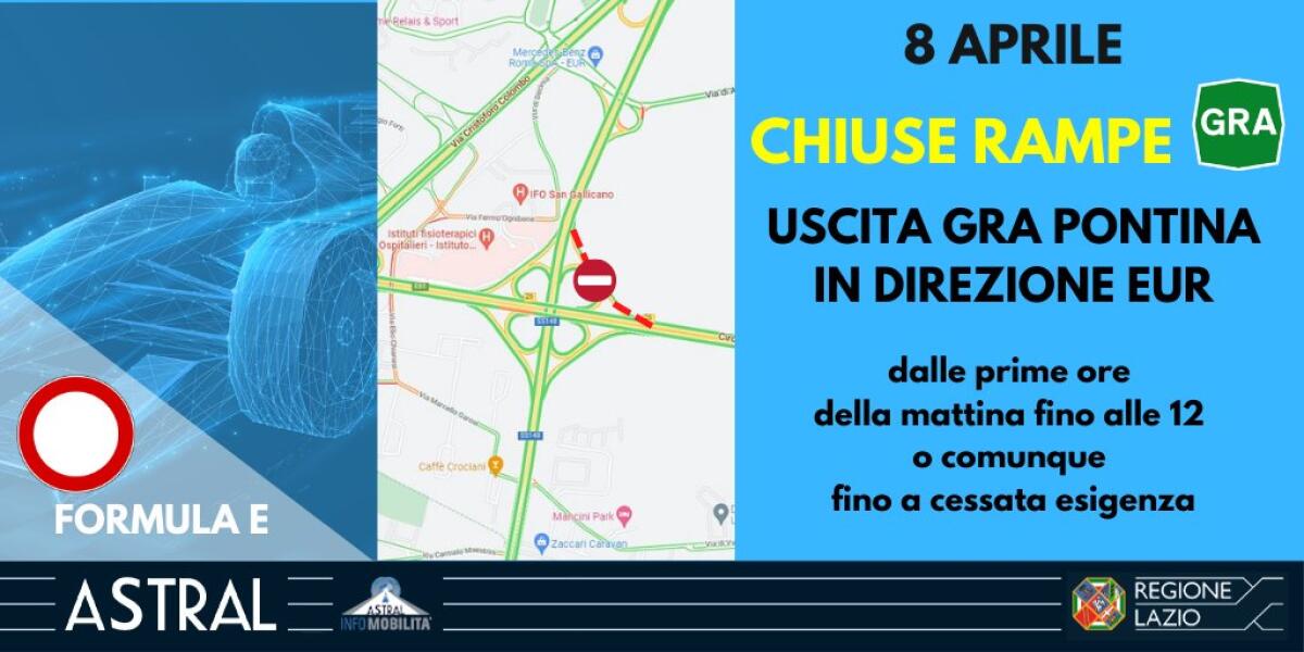 Campionato del Mondo di Formula E nel fine settimana a Roma: riaperte le rampe del Gra uscita 26 Pontina. - 