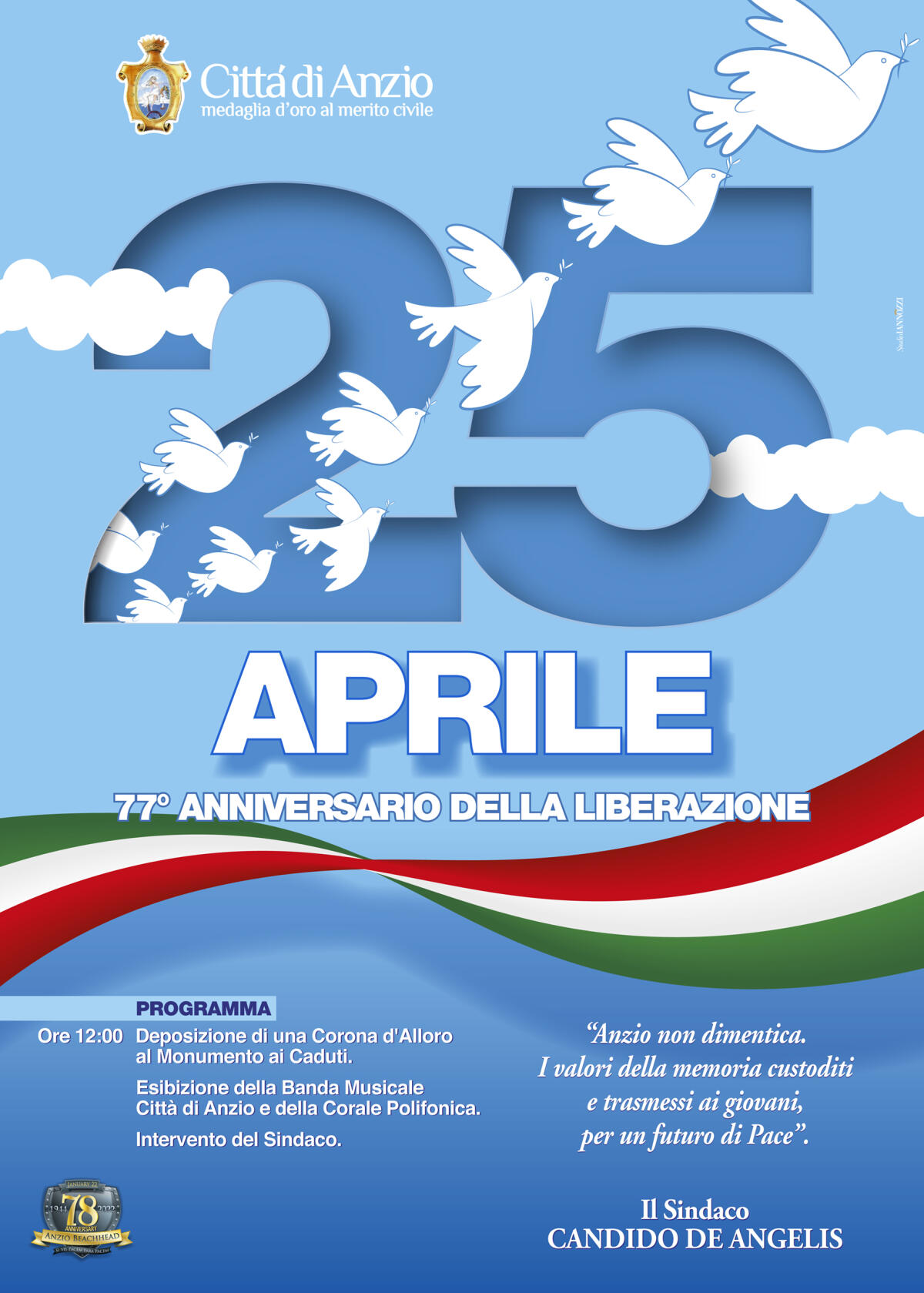 Anche la Città di Anzio celebra il 77esimo Anniversario della Liberazione. - 