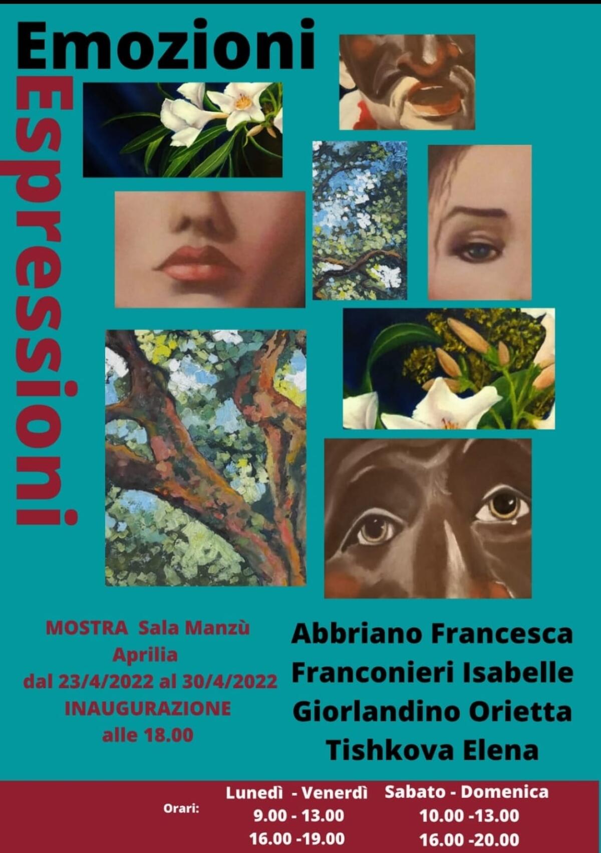 Alla Sala Manzù della Biblioteca di Aprilia la mostra pittorica  “Emozioni-Espressioni” di 4 allieve della Scuola “Arte Mediterranea”. - 