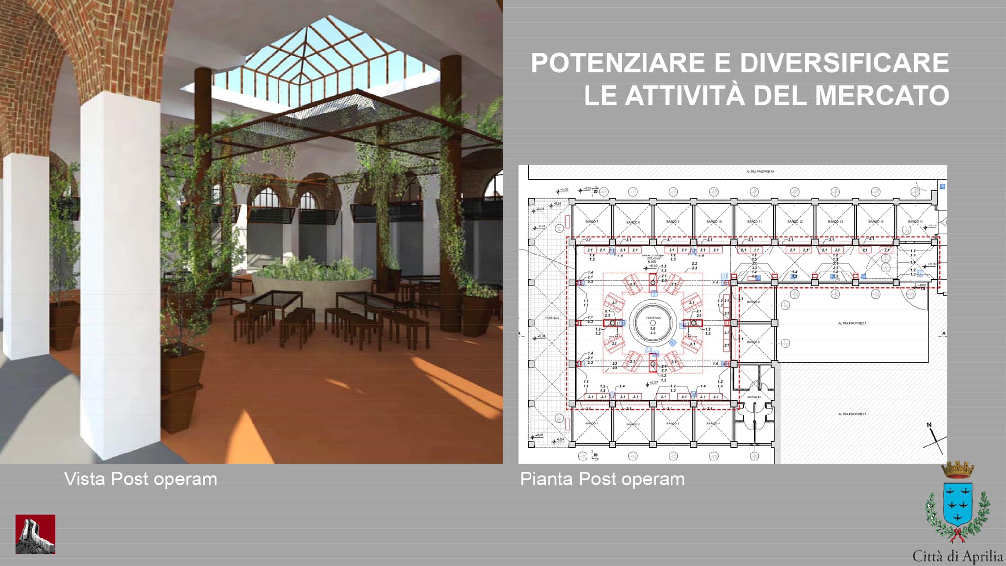 Galleria 1 del post: Ammesso a finanziamento dalla Regione, con 200mila euro, il progetto di ristrutturazione interna del Mercato Coperto di Aprilia.
