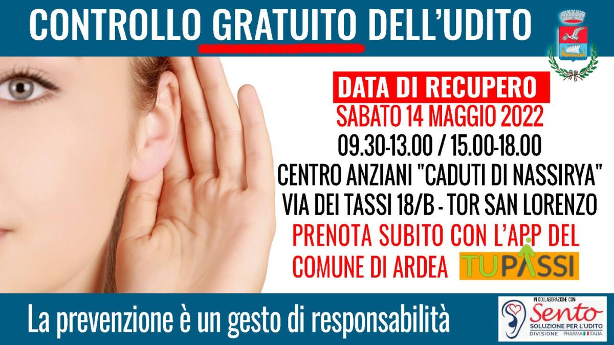 Questo sabato ad Ardea il recupero della giornata di prevenzione dell’udito. - 