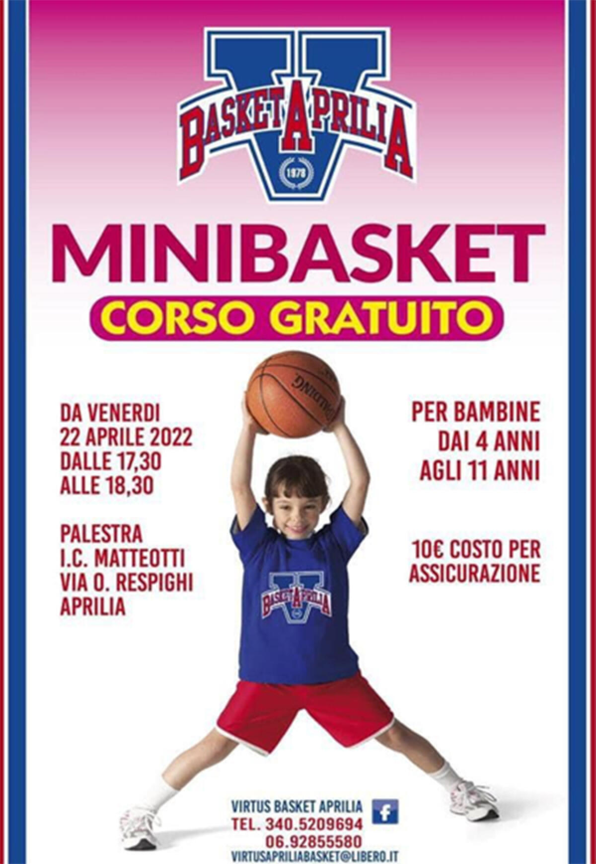 La Virtus Basket Aprilia organizza corsi gratuiti di minibasket per bambini e bambine. - 