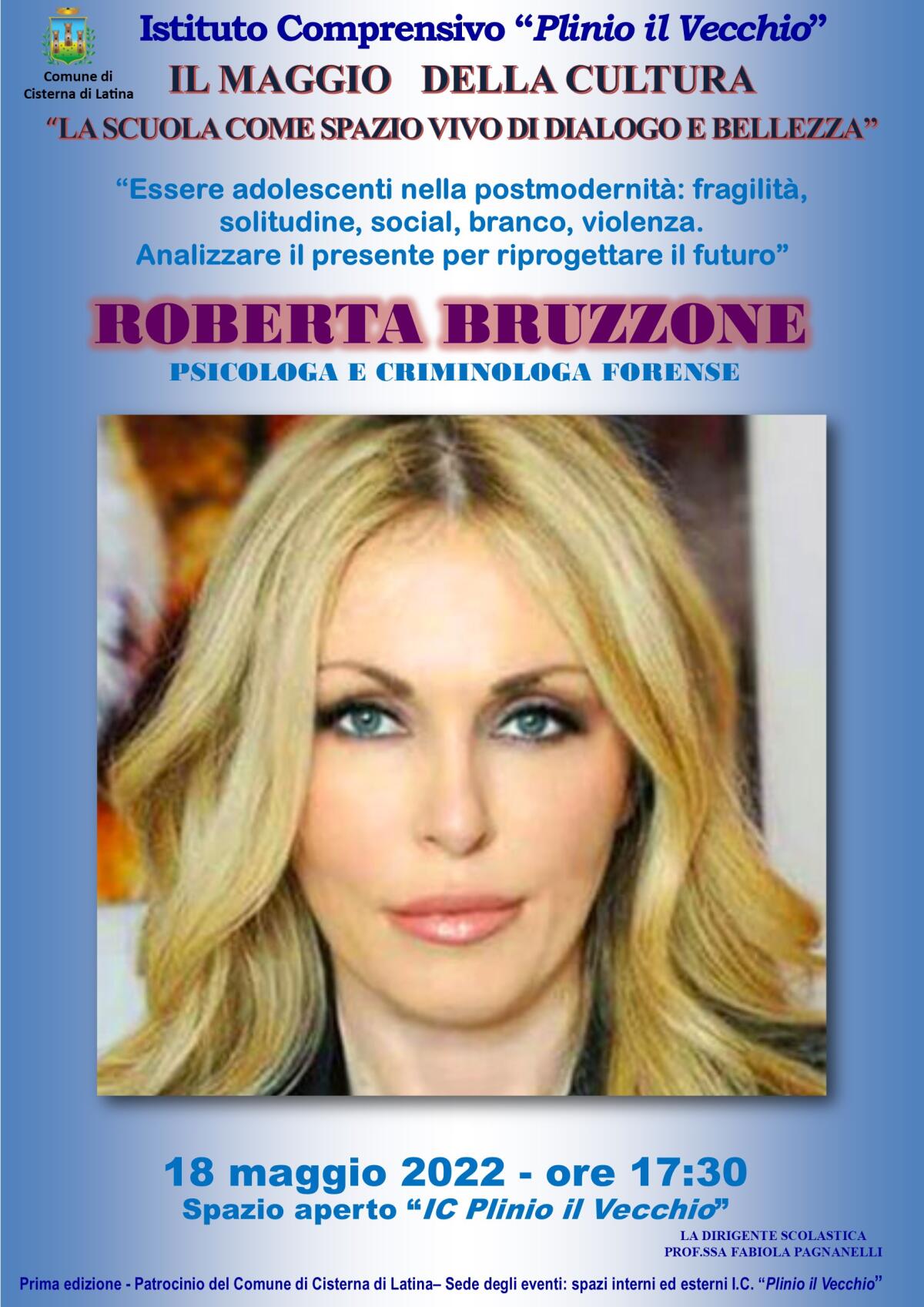 La criminologa Roberta Bruzzone ospite dell'IC Plinio il Vecchio di Cisterna - 