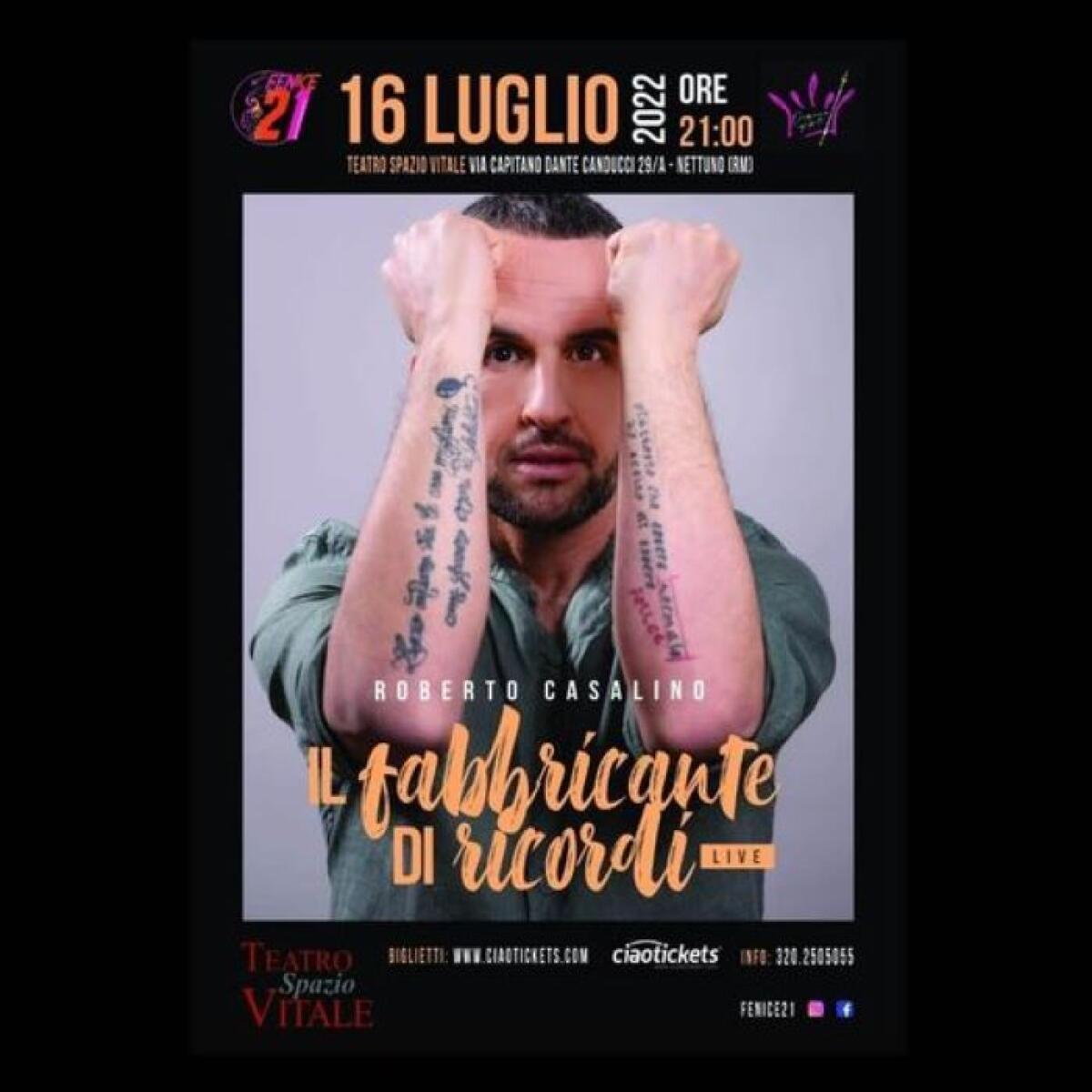 Allo “Spazio Vitale” di Nettuno cinque grandi eventi animeranno l’estate 2022. Si parte il 16 Luglio con il concerto di Roberto Casalino. - 