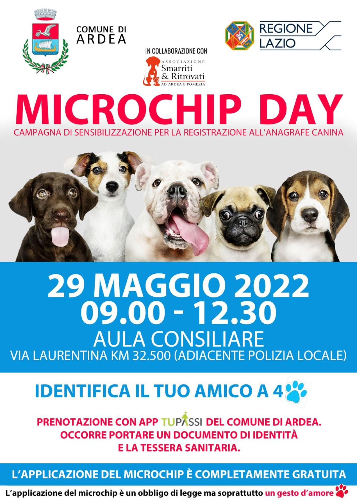 Nuovo “Microchip Day” domenica 29 maggio ad Ardea. - 