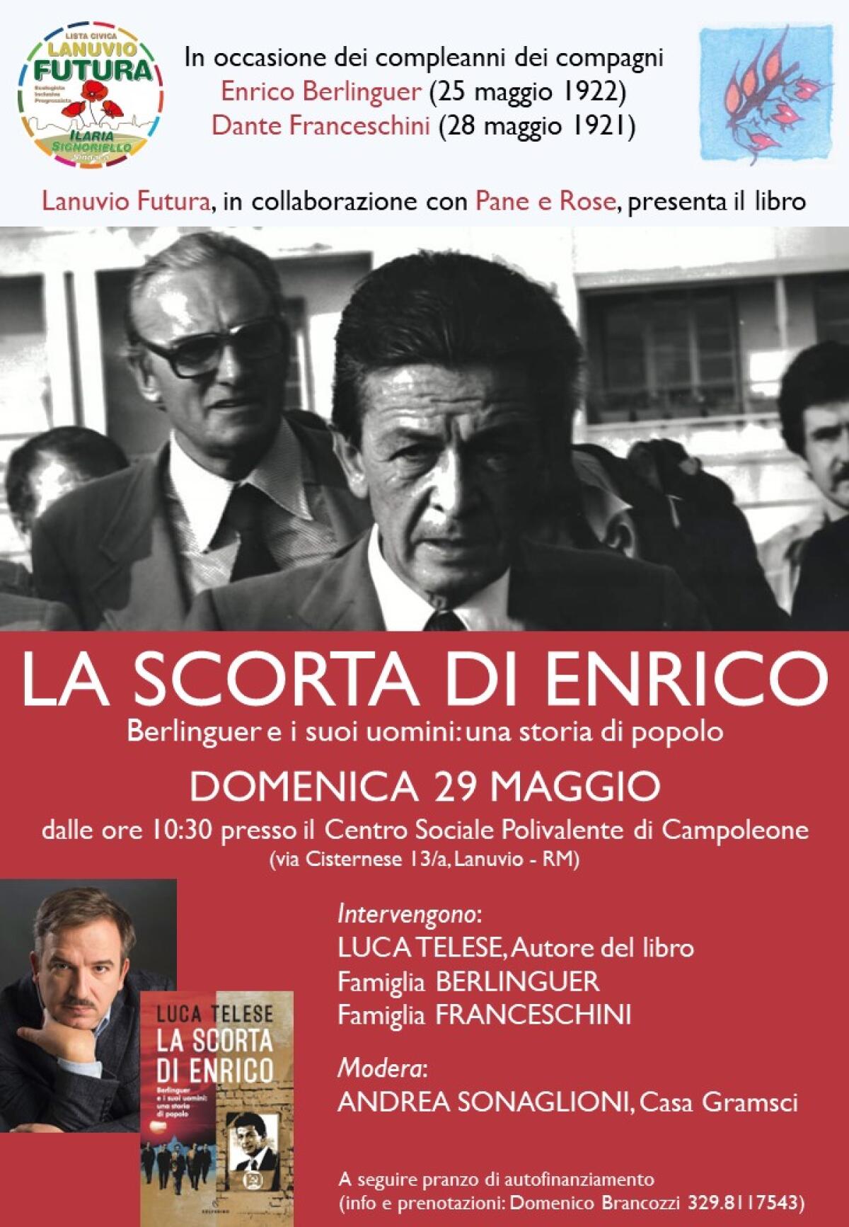 100 anni dalla nascita di Enrico Berlinguer: a Lanuvio un evento in sua memoria organizzato da “Lanuvio Futura”. - 
