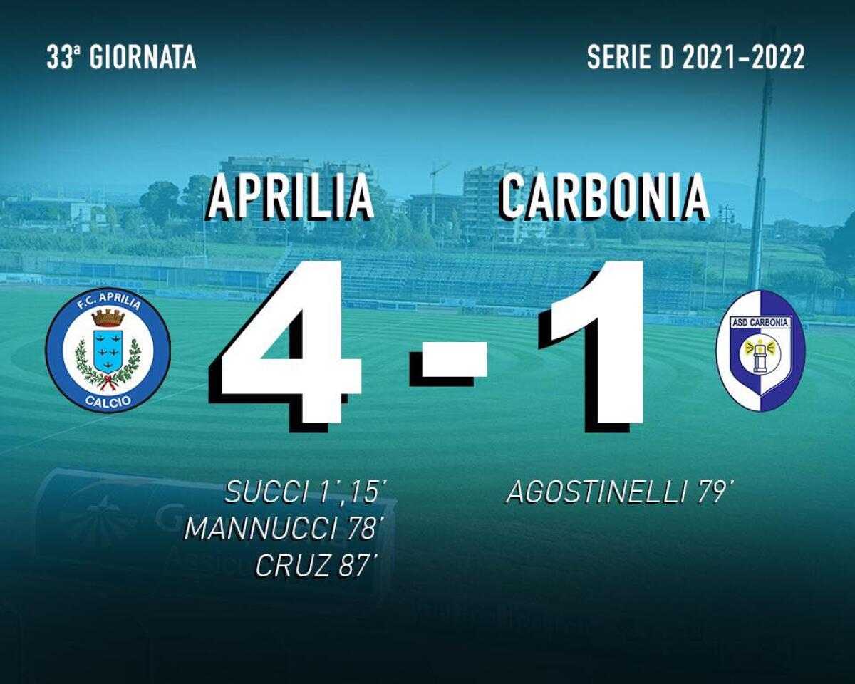 Calcio di Serie D, girone G: l’Aprilia saluta il pubblico del “Quinto Ricci” ed infligge un sonoro 4-1 al Carbonia. - 