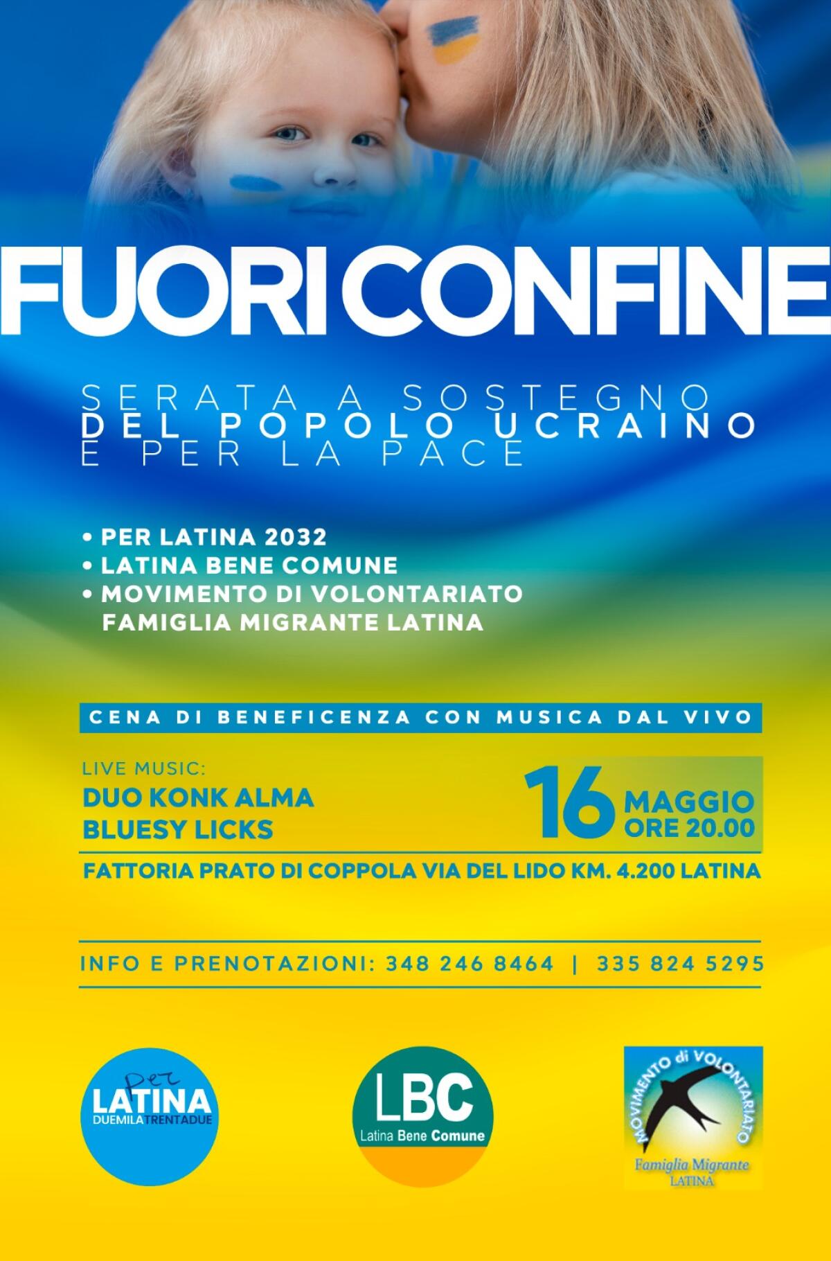 Latina,  Città di accoglienza. Serata di riflessione e aiuto al popolo ucraino, questo lunedì 16 maggio - 