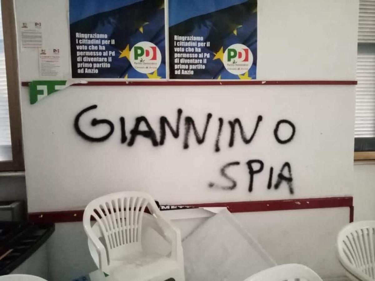 Scritte minacciose presso la sede del Pd di Anzio rivolte alla consigliera comunale Lina Giannino. La solidarietà del mondo politico e non solo. - 