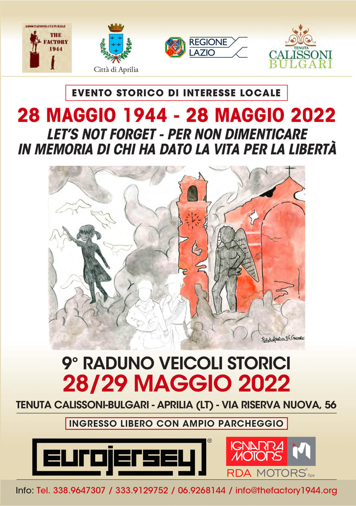 Venerdì 27 maggio manifestazione celebrativa per ricordare la “Battaglia di Aprilia”. Alla tenuta Calissoni nel weekend il raduno di veicoli storici di “The Factory 1944”.  - 