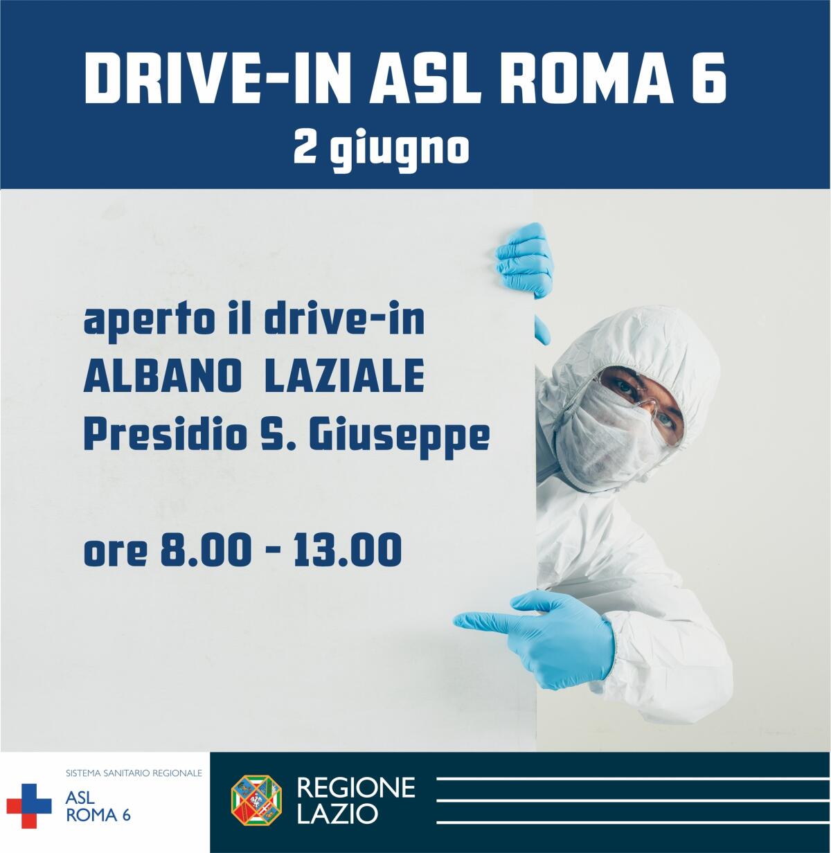 Festa della Repubblica, nella Asl Roma6 resta aperto il drive-in dell’ospedale San Giuseppe di Albano. - 