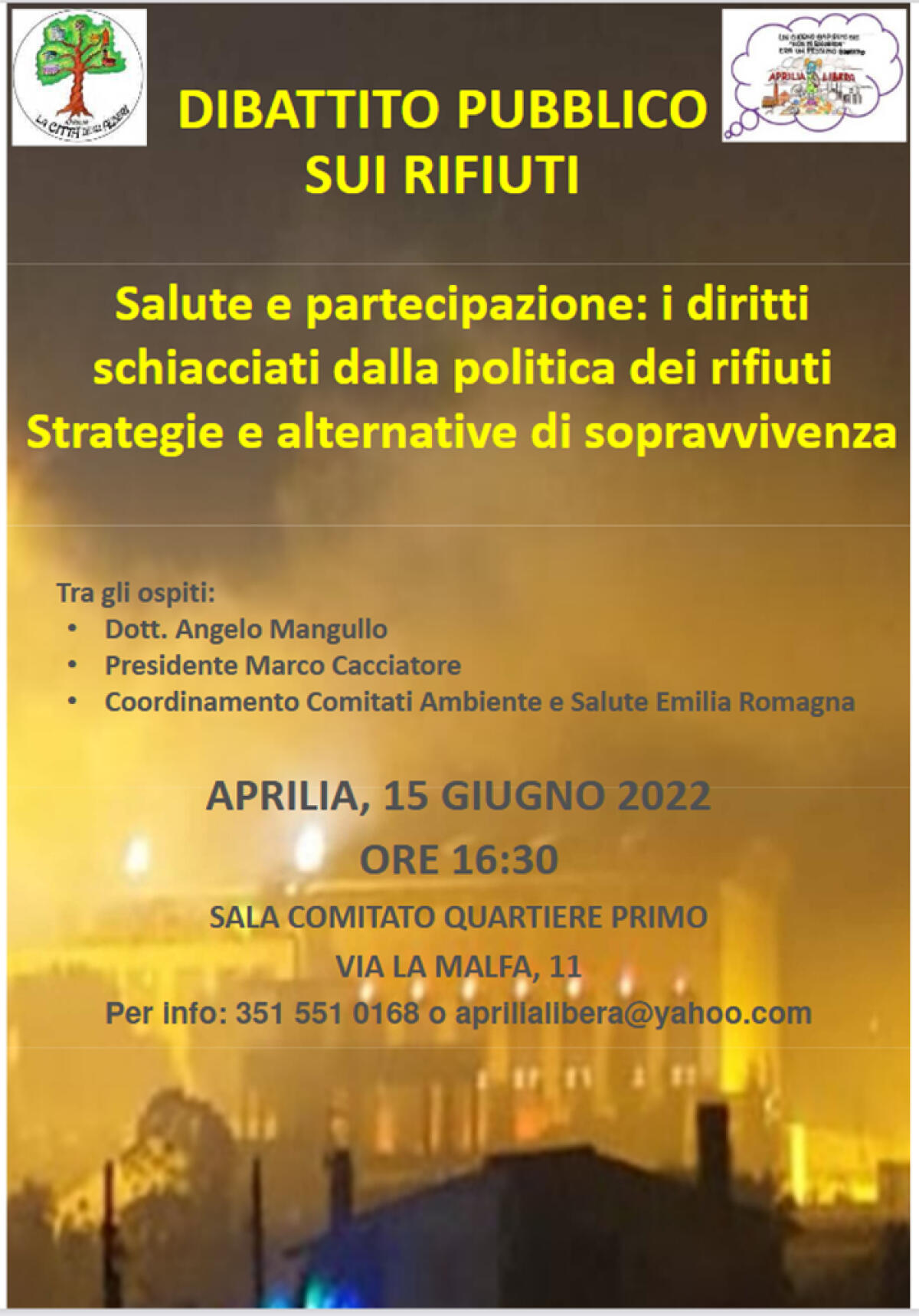 Rifiuti, questo mercoledì, presso la sede del Comitato di Quartiere Primo di Aprilia, l’assemblea di Aprilia Libera- La città degli Alberi. - 
