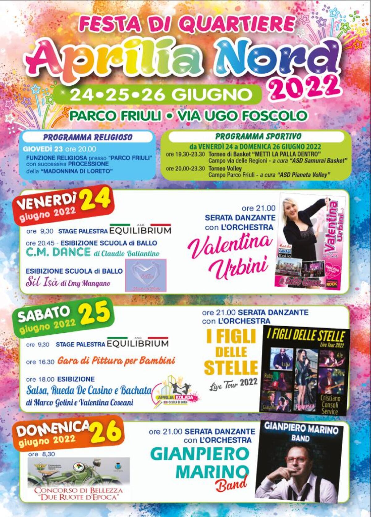 Festa del Quartiere Aprilia Nord dal 23 al 26 Giugno al Parco Friuli. Ecco il programma. - 