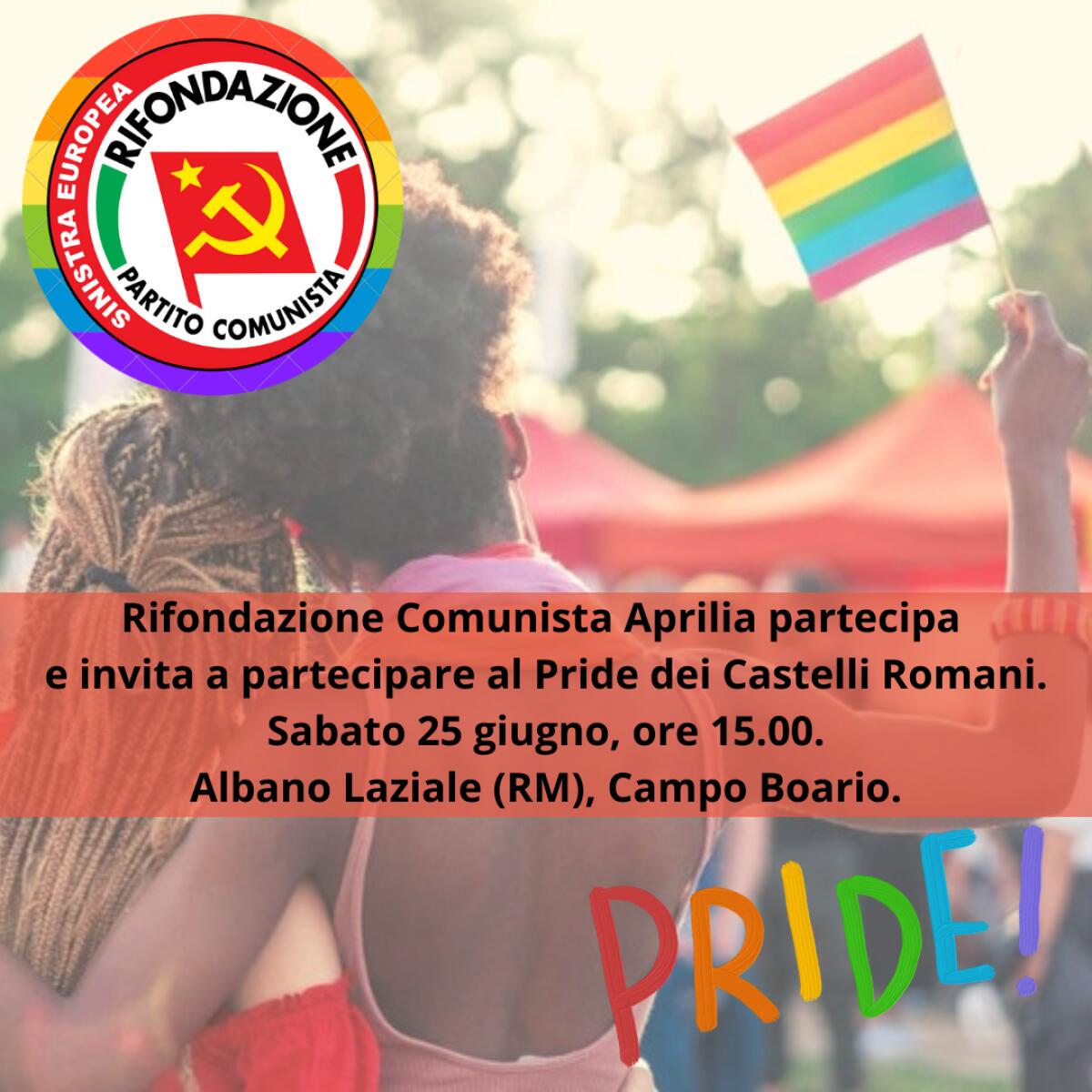 Pride dei Castelli Romani, il Circolo di Aprilia di Rifondazione: “Il Comune di Aprilia tra i pochi a non patrocinare l’evento”. - 