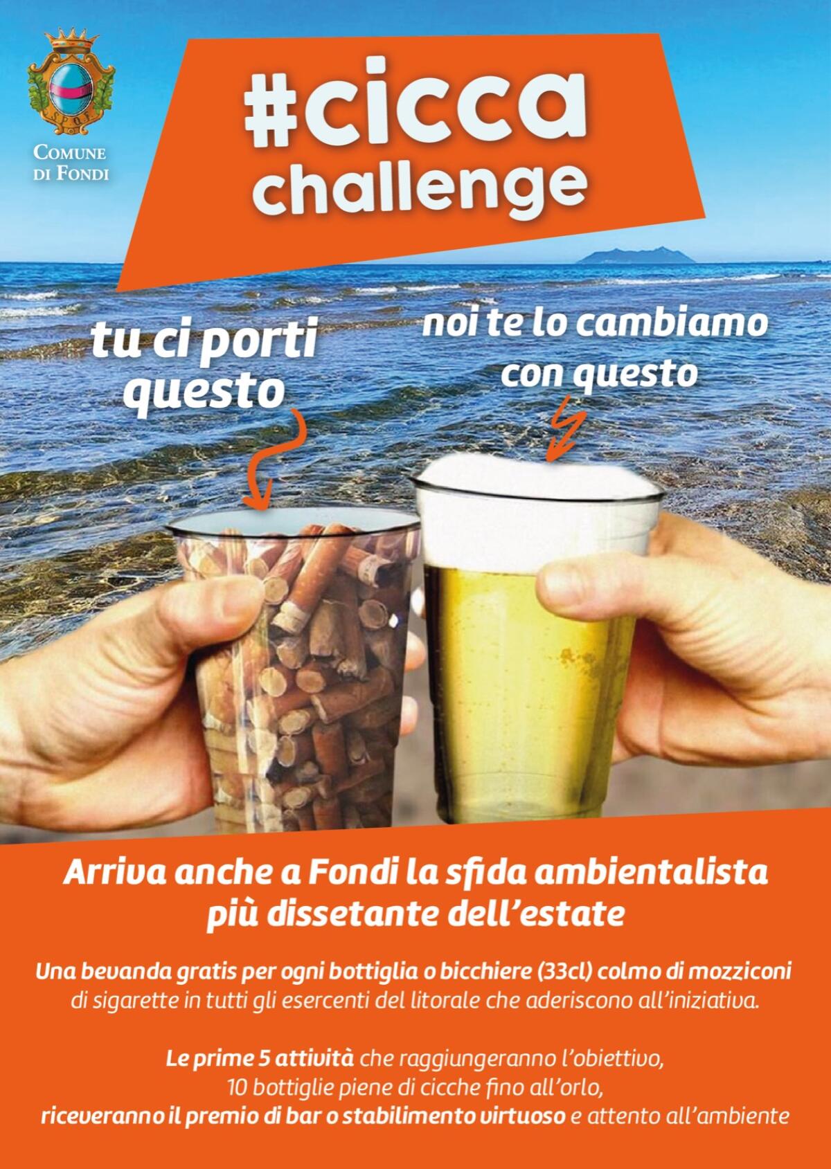 Fondi - Tu ci porti un bicchiere colmo di cicche di sigarette, noi ti diamo una bevanda. - 