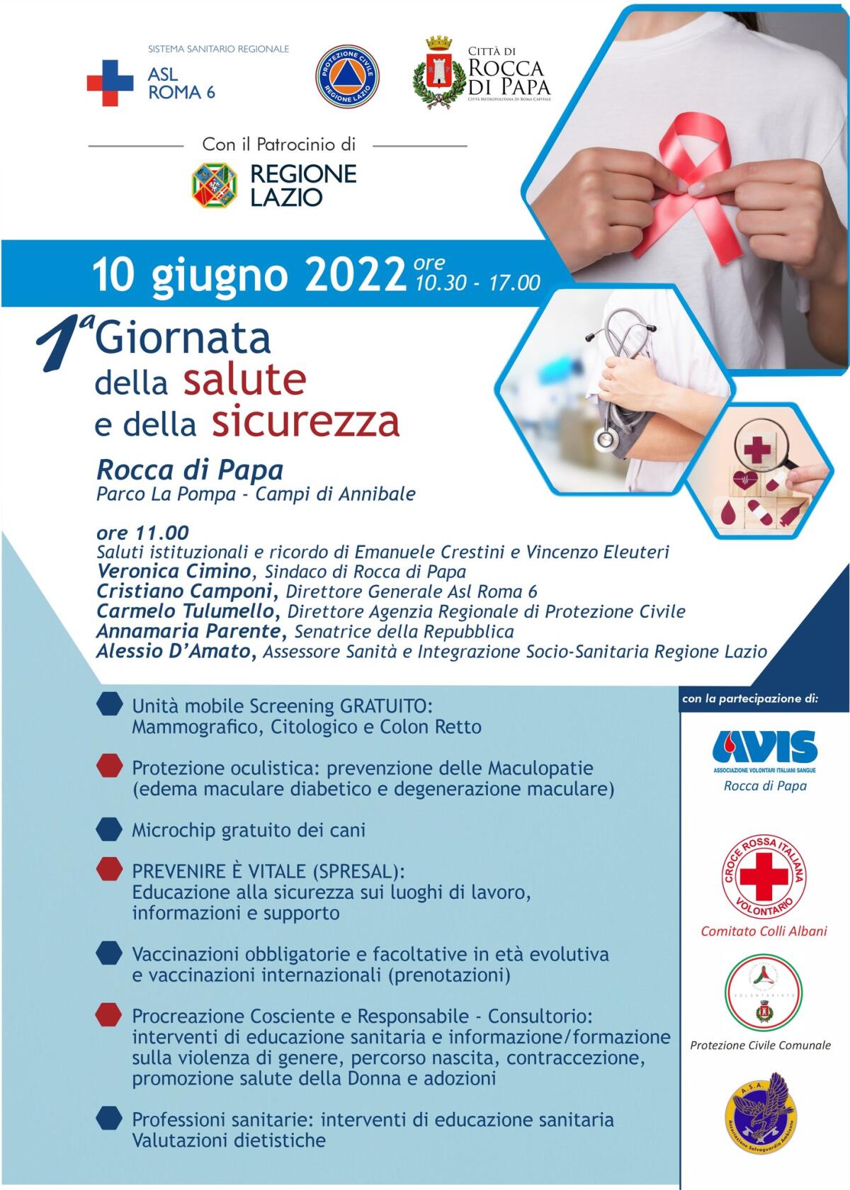 A Rocca di Papa questo venerdì “1° Giornata della Salute e della Sicurezza”. - 