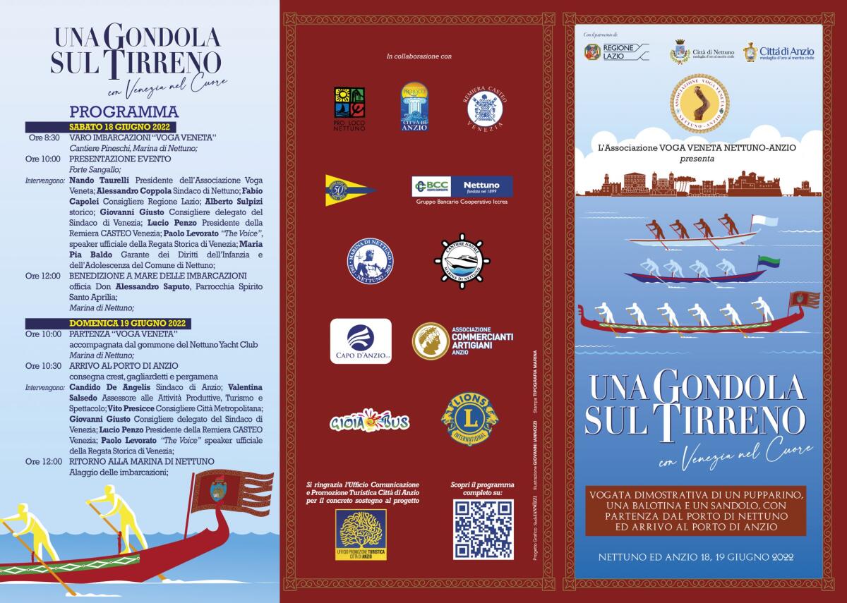 Questa domenica nelle acque di Anzio e Nettuno l’evento “Una Gondola sul Tirreno” dell’associazione Voga Veneta. - 