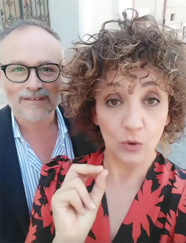 l'attrice Lucia Ocone con il sindaco di Albano, Massimiliano Borelli